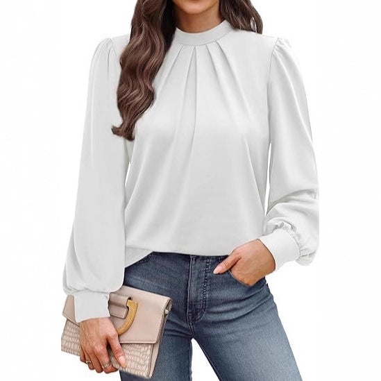Women's Pull-On Blouse with Puff Sleeves