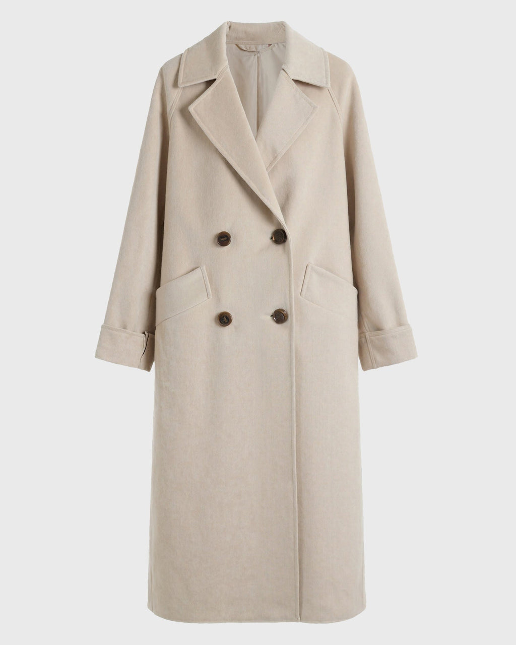Women's Long Wool-Blend Winter Coat with Straight Silhouette