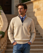 Men's Half-Zip Sweater with Modern Zipper Accent