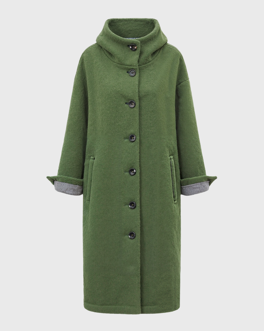 Women's Hooded Thick Winter Coat with Button Closure