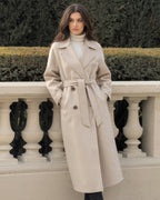 Women's Long Wool-Blend Winter Coat with Straight Silhouette