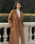 Women's Long Wool-Blend Winter Coat with Straight Silhouette