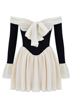 White Off Shoulder Mini Dress with Bow Detail