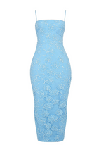 Blue Lace Maxi Dress with Adjustable Straps