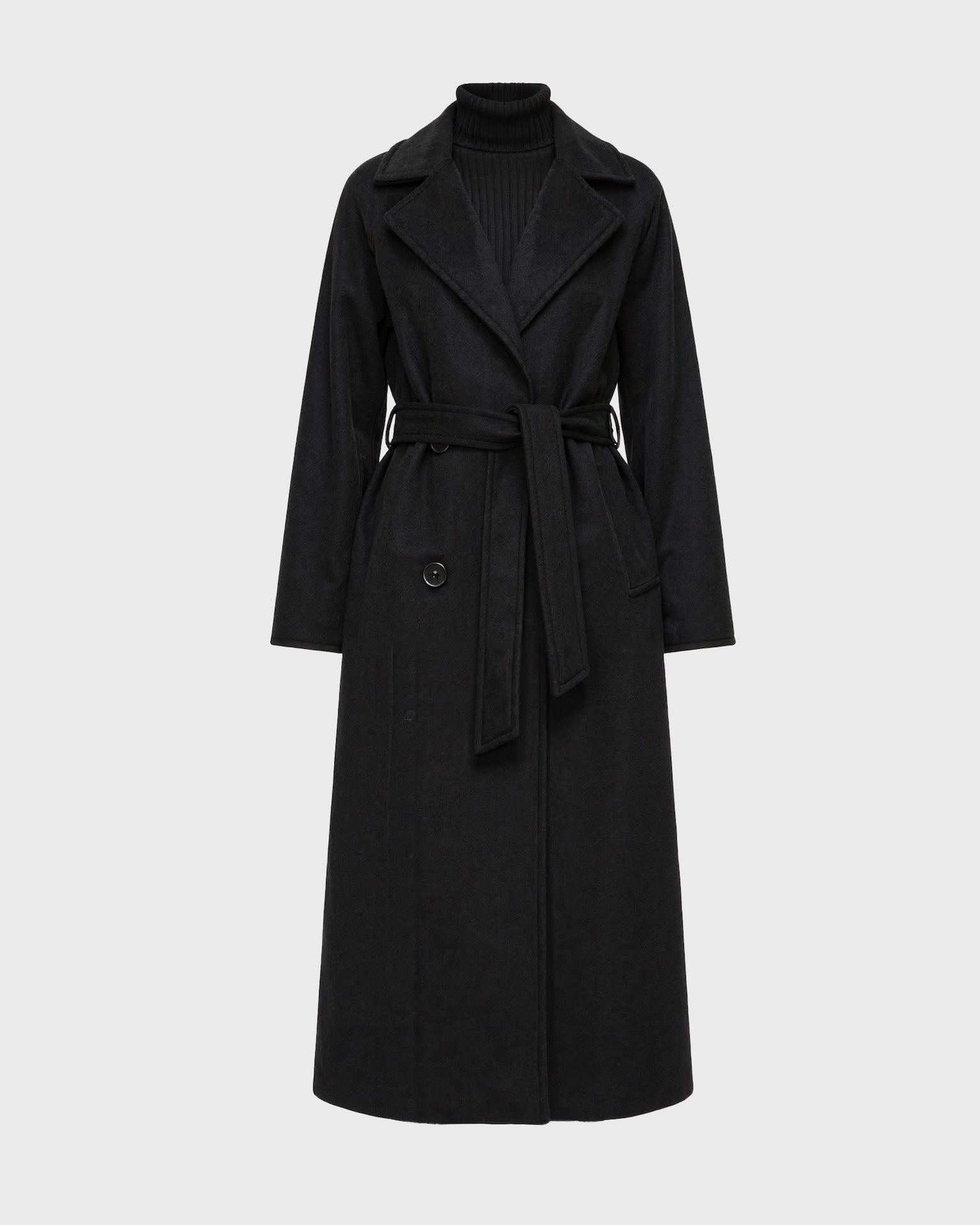 Women's Long Wool-Blend Winter Coat with Straight Silhouette