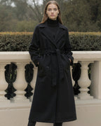 Women's Long Wool-Blend Winter Coat with Straight Silhouette