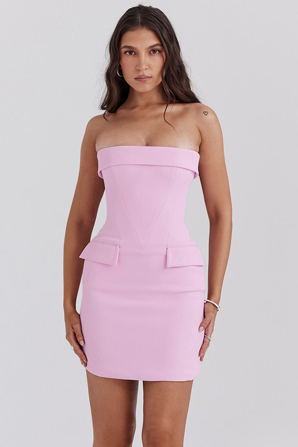 Pink Mini Dress with Strapless Corset Bodice
