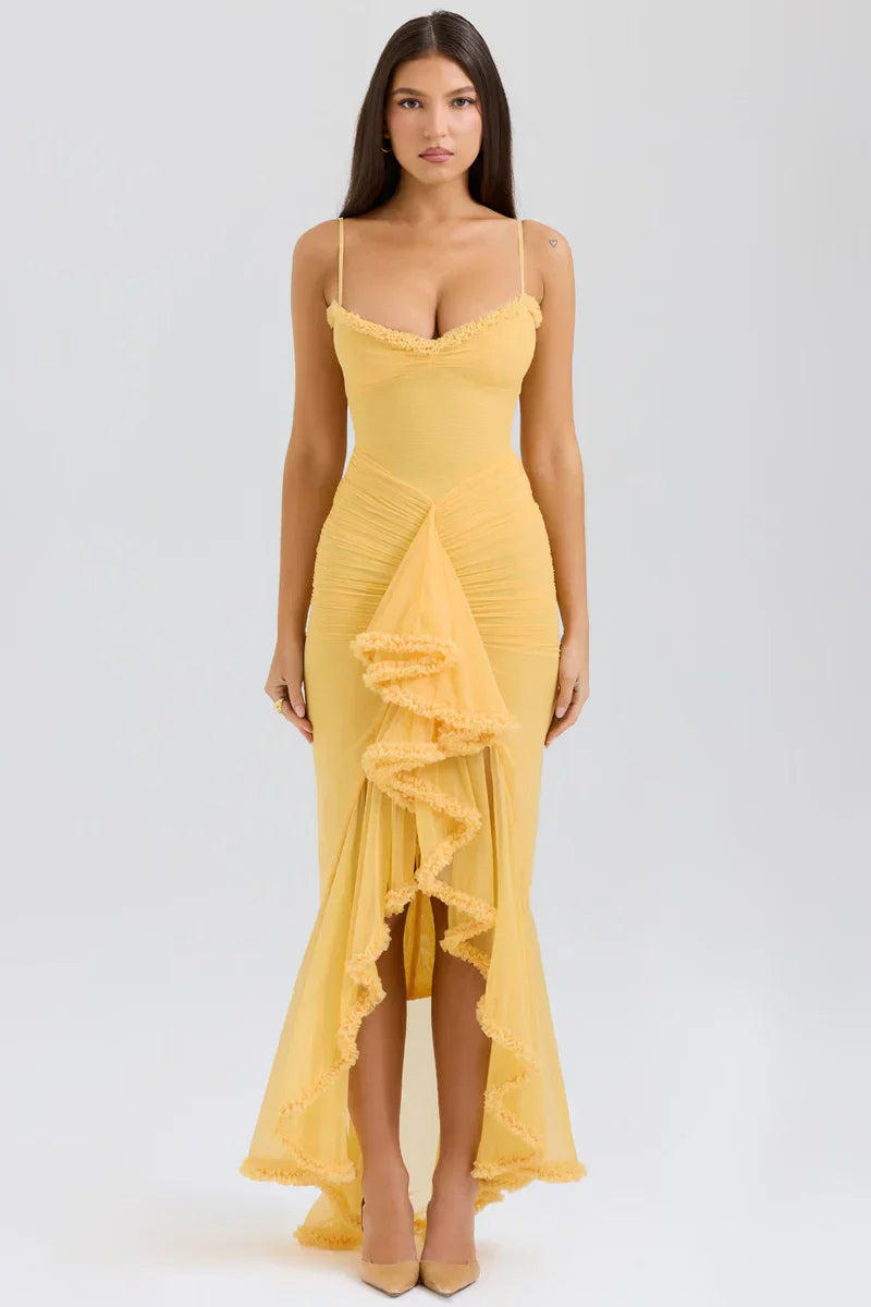 Yellow Ruffle Maxi Dress