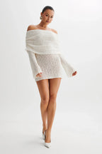 White Off Shoulder Mini Dress