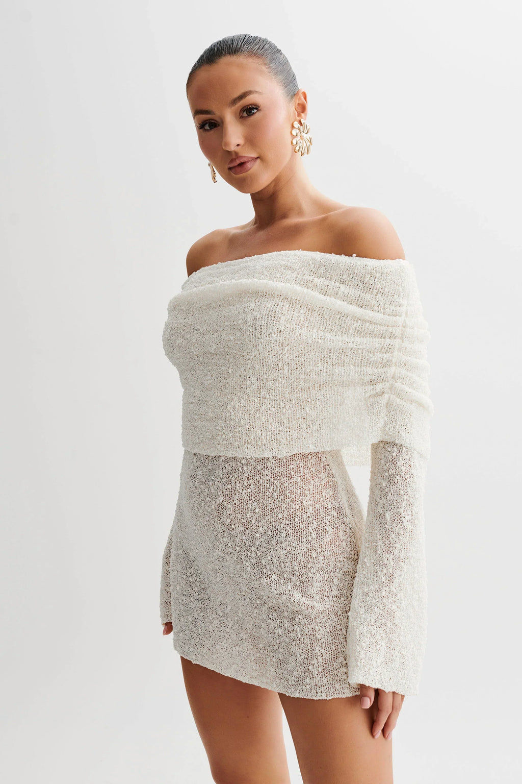 White Off Shoulder Mini Dress