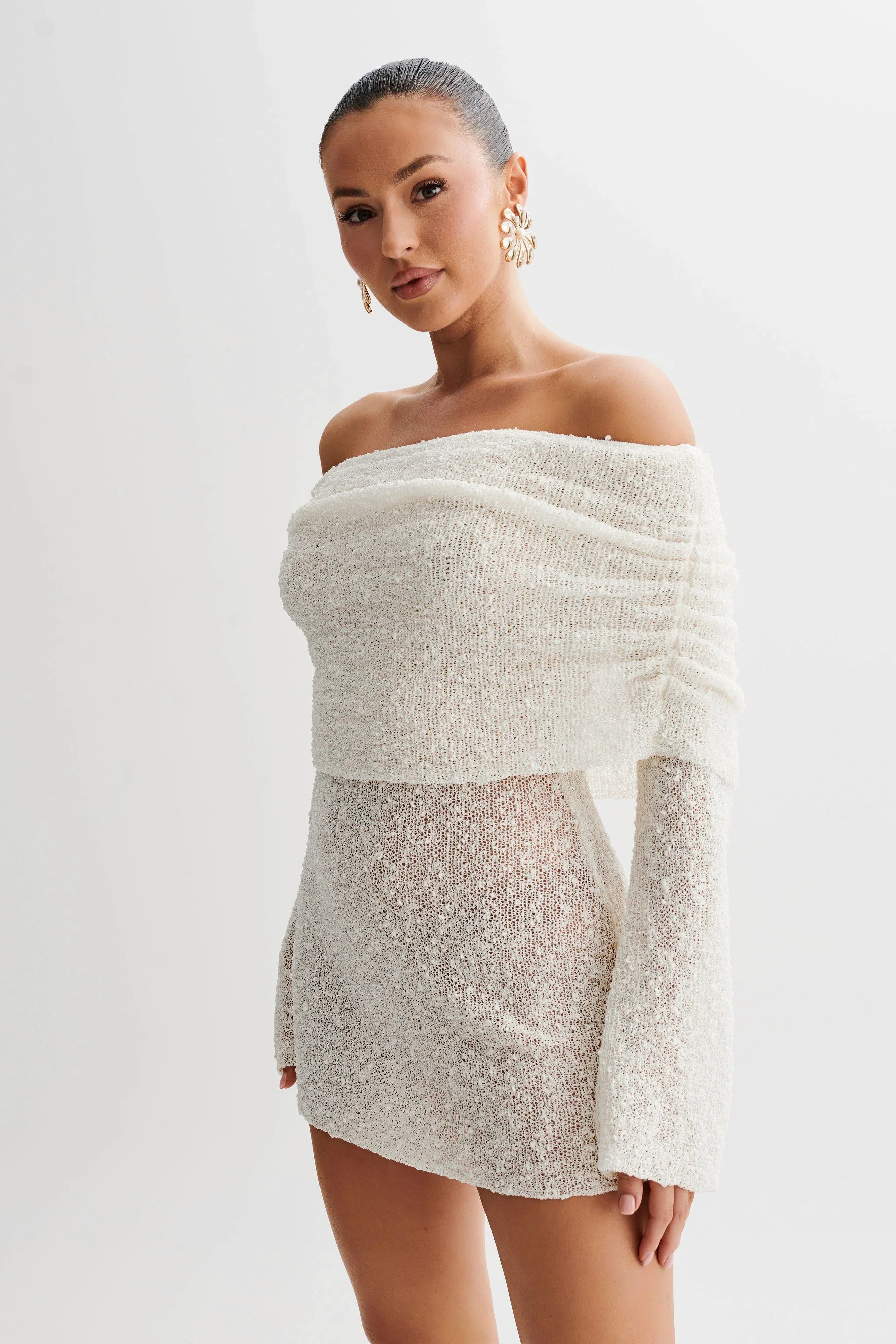 White Off Shoulder Mini Dress