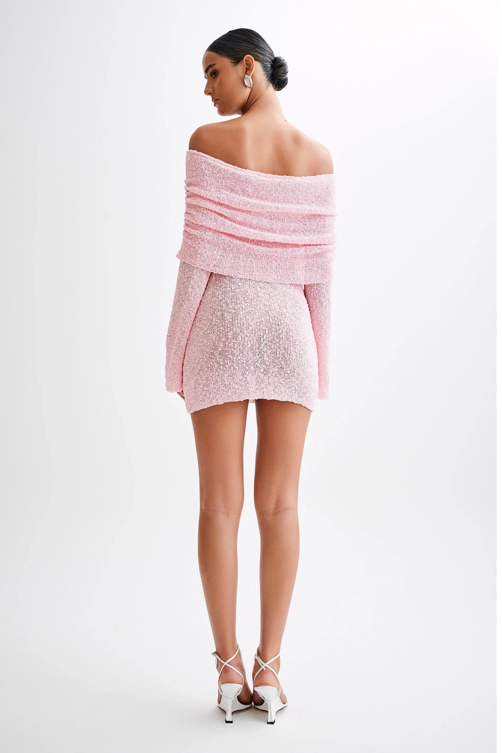 Pink Off Shoulder Mini Dress