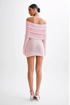 Pink Off Shoulder Mini Dress