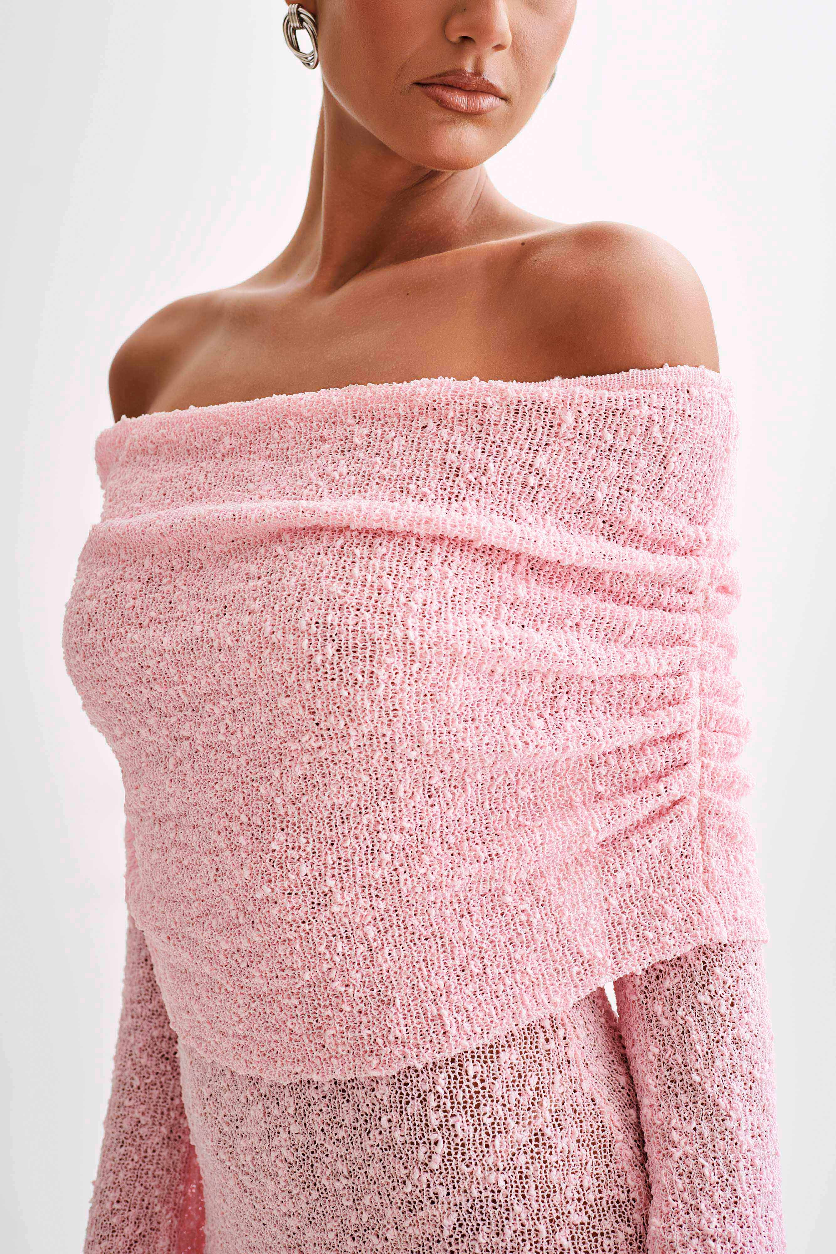 Pink Off Shoulder Mini Dress
