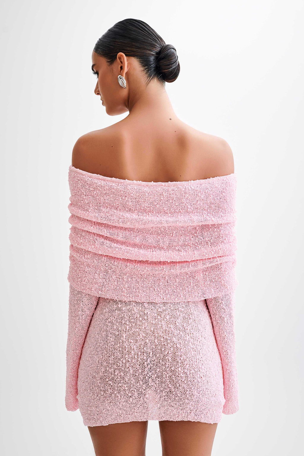 Pink Off Shoulder Mini Dress