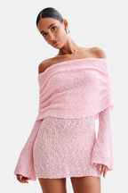 Pink Off Shoulder Mini Dress