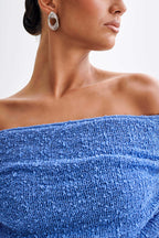 Blue Off Shoulder Mini Dress