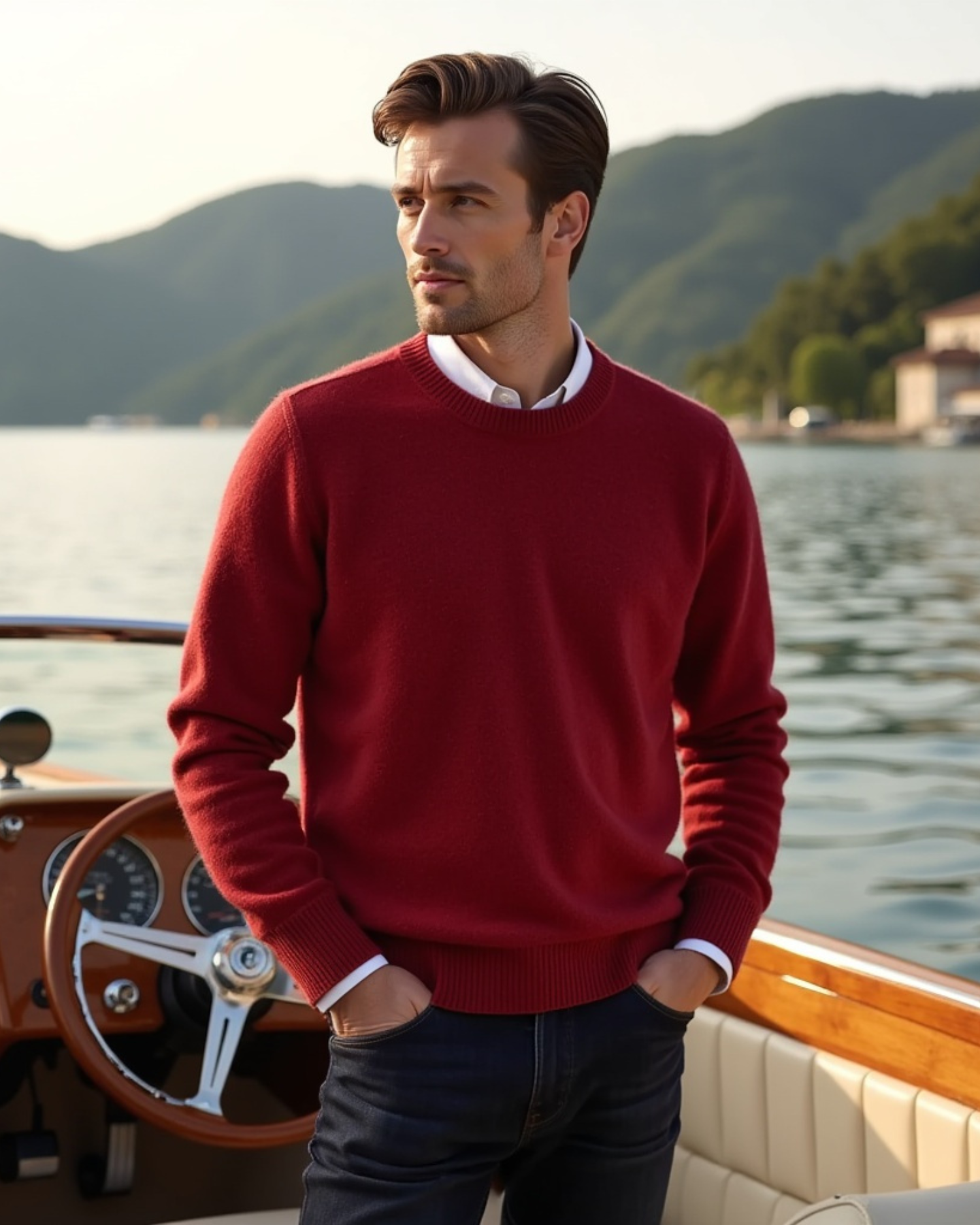 Men's Round-Neck Knit Sweater with Seasonal Fit
