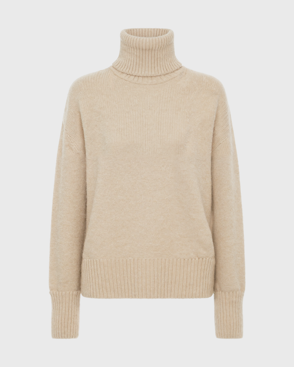 Women's Loose-Fit Turtleneck Sweater with Ribbed Trim