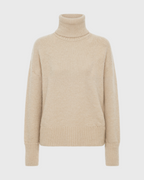 Women's Loose-Fit Turtleneck Sweater with Ribbed Trim