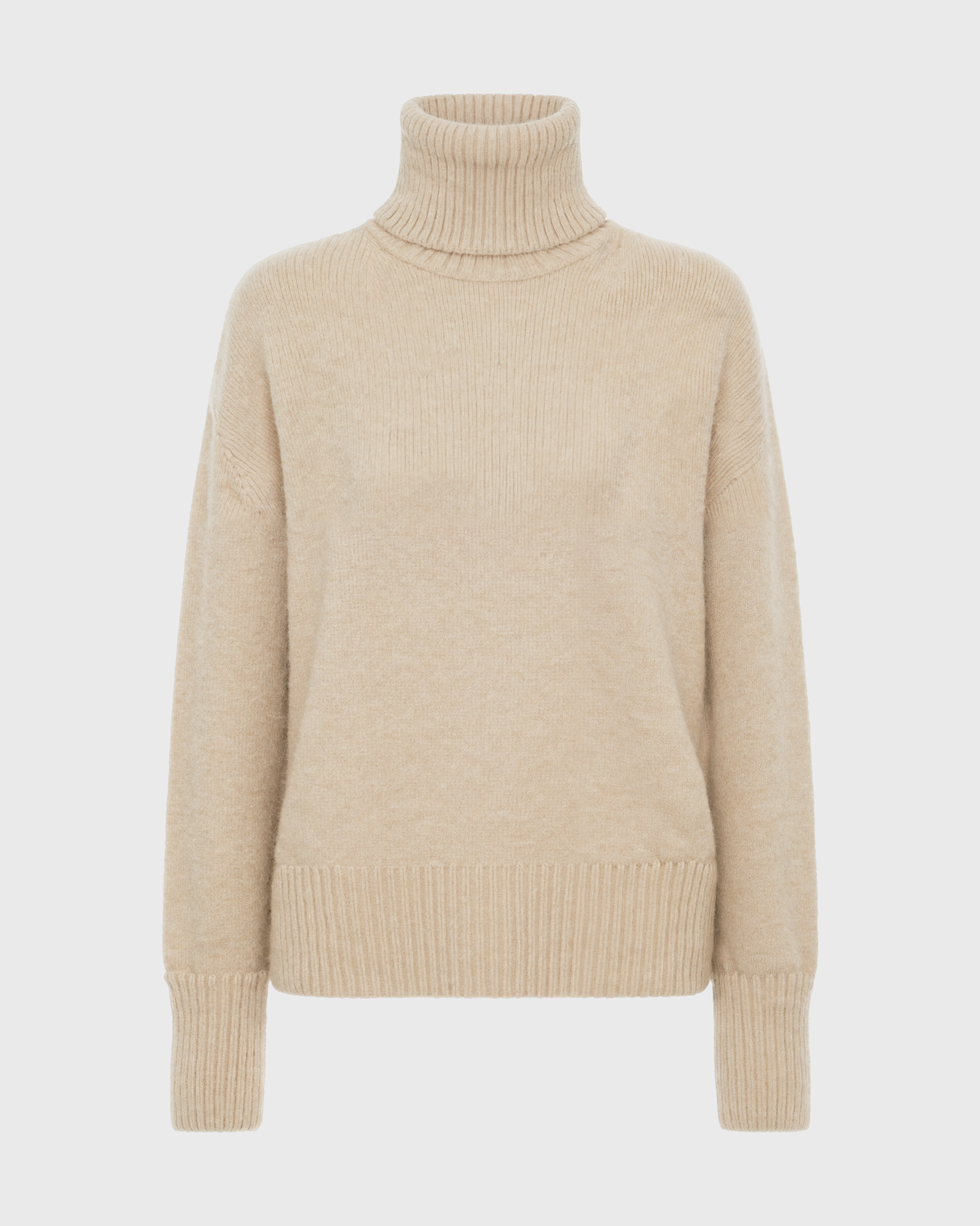 Women's Loose-Fit Turtleneck Sweater with Ribbed Trim