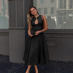 Black Maxi Dress – Sleeveless Mock Neck – Cut-Out Detail – Women’s Elegant Style