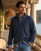 Men's Casual-Fit Sweater with Zippered Collar