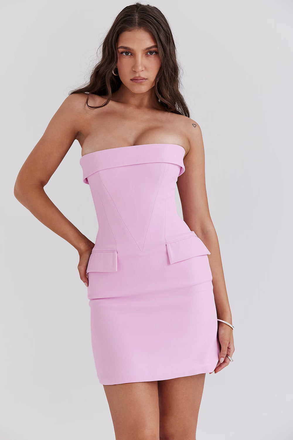 Pink Mini Dress with Strapless Corset Bodice