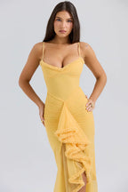 Yellow Ruffle Maxi Dress