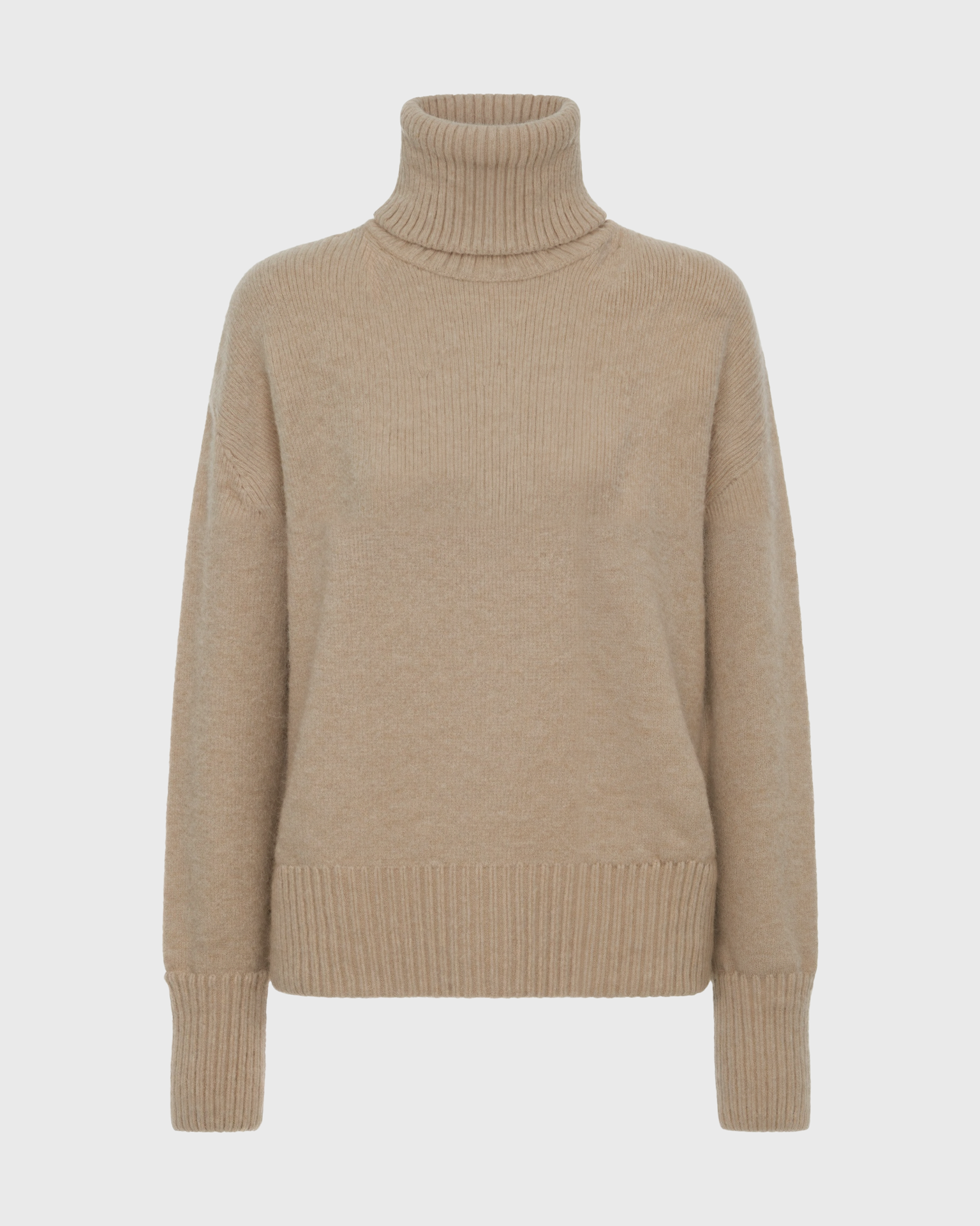 Women's Loose-Fit Turtleneck Sweater with Ribbed Trim