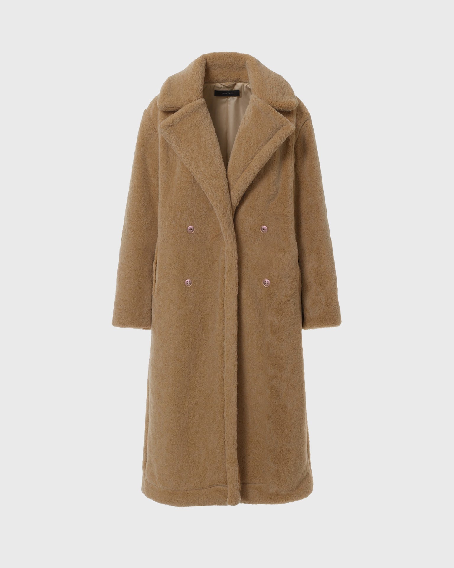 Women's Long Teddy Coat with Straight Silhouette