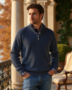 Men's Casual-Fit Sweater with Zippered Collar