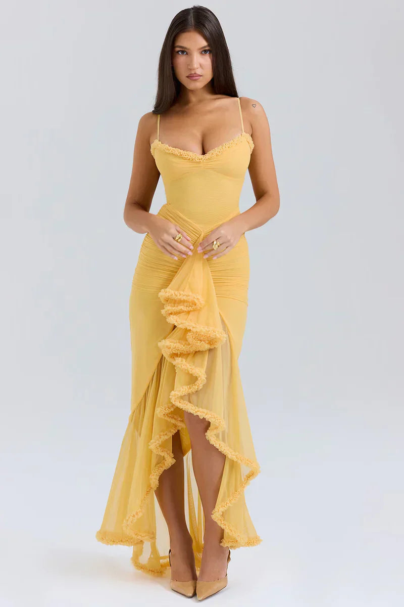 Yellow Ruffle Maxi Dress
