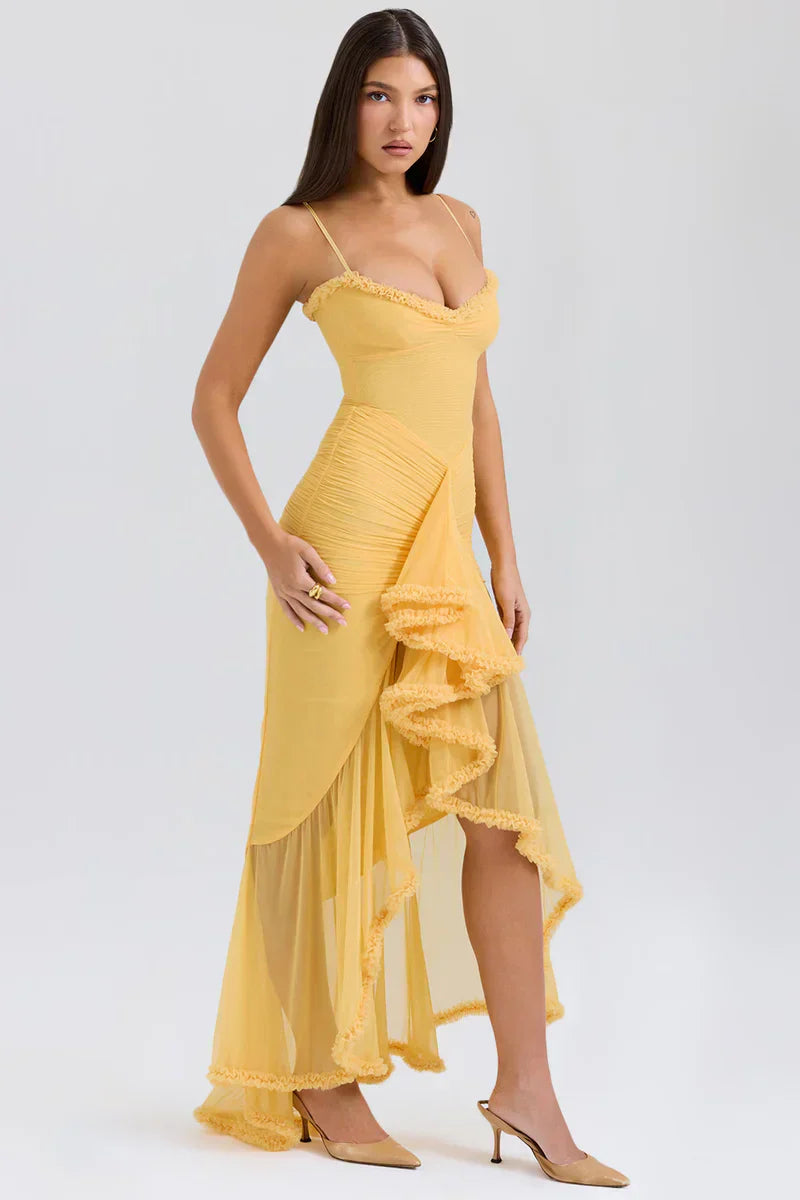 Yellow Ruffle Maxi Dress