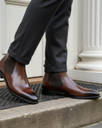 Men's Chelsea Boots with Elastic Side Panels and Almond Toe