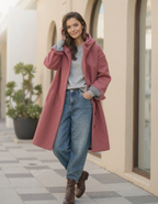 Women's Hooded Thick Winter Coat with Button Closure