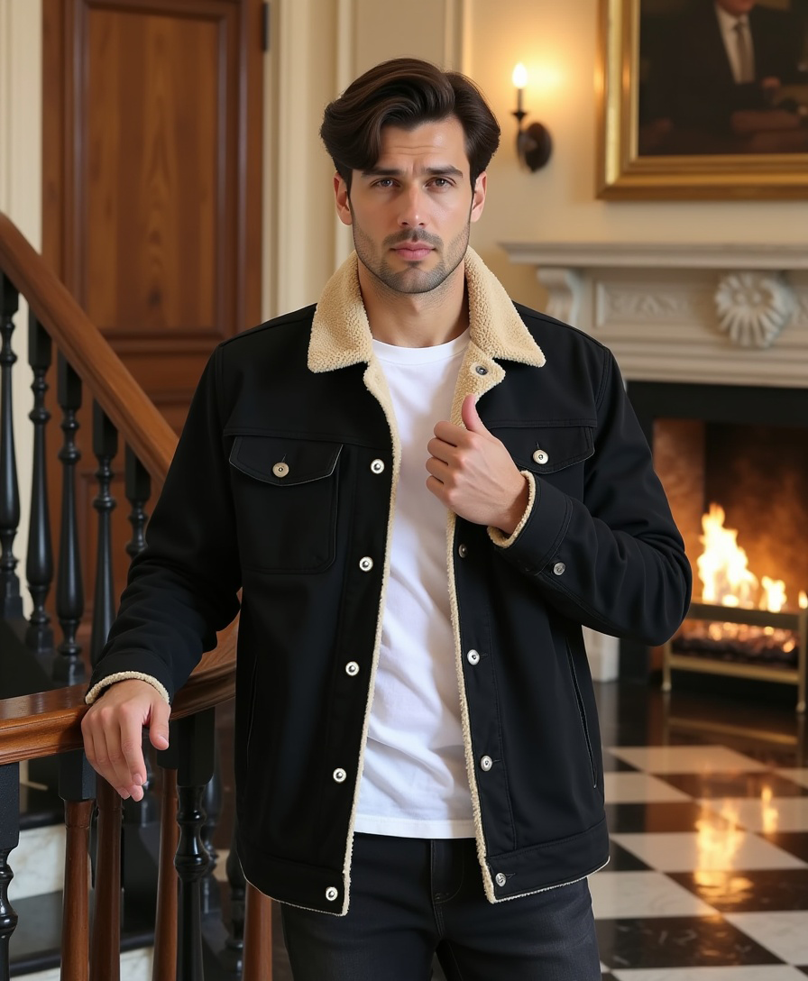 Men's Clean-Cut Winter Jacket with Practical Pockets