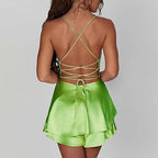 Green Satin Mini Dress