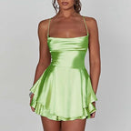 Green Satin Mini Dress