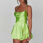Green Satin Mini Dress