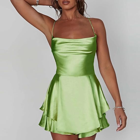 Green Satin Mini Dress