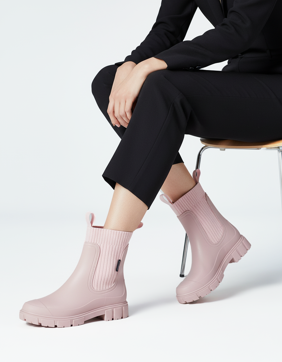Women's Mid-Calf Water-Resistant Wellington Boots with Textured Sole