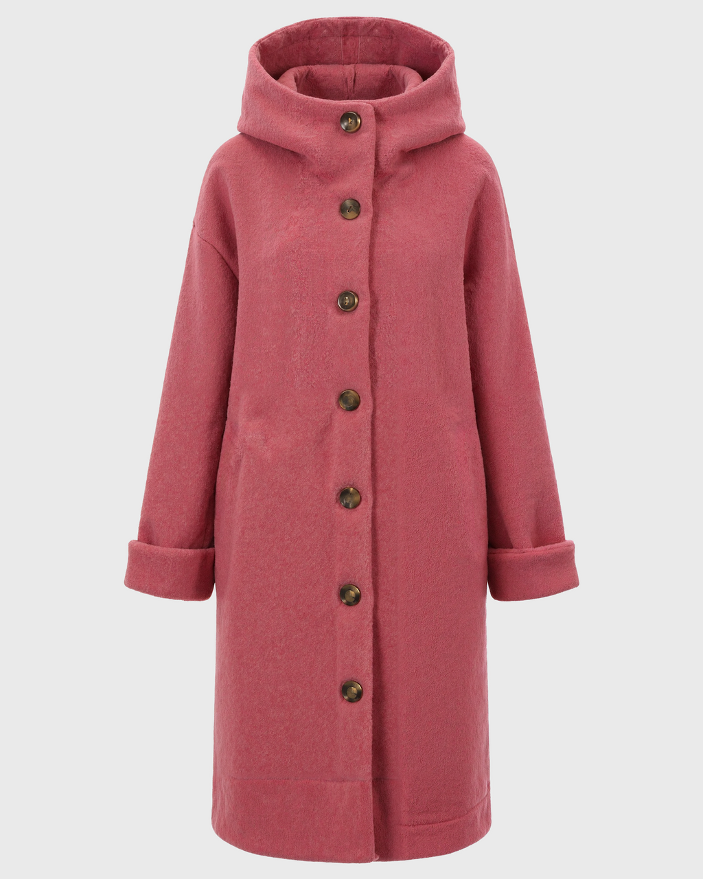 Women's Hooded Thick Winter Coat with Button Closure