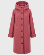 Women's Hooded Thick Winter Coat with Button Closure