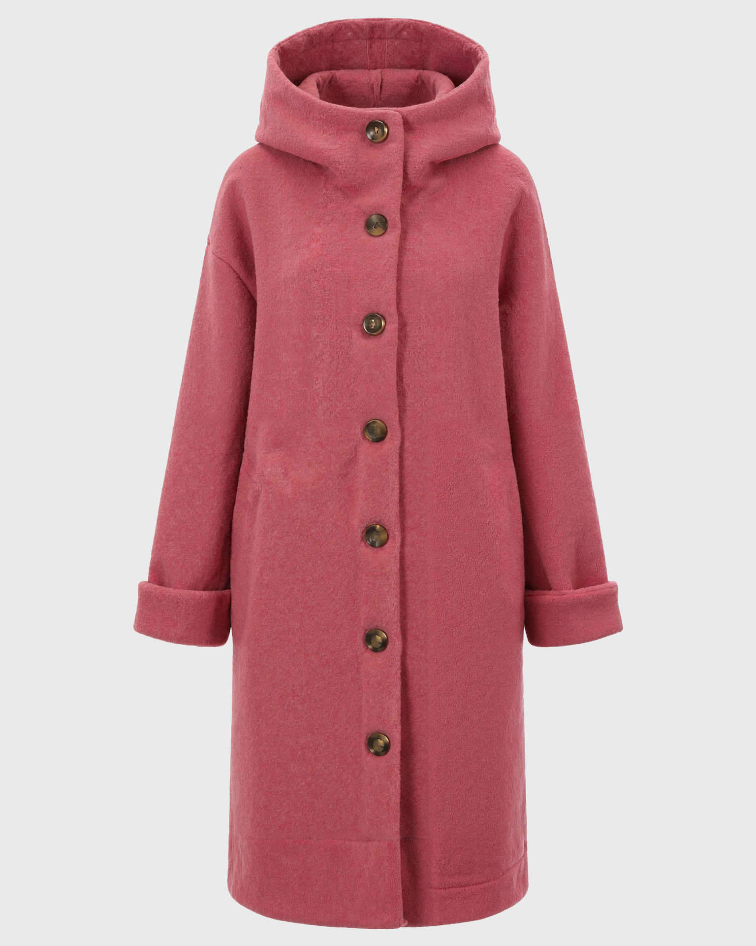 Women's Hooded Thick Winter Coat with Button Closure