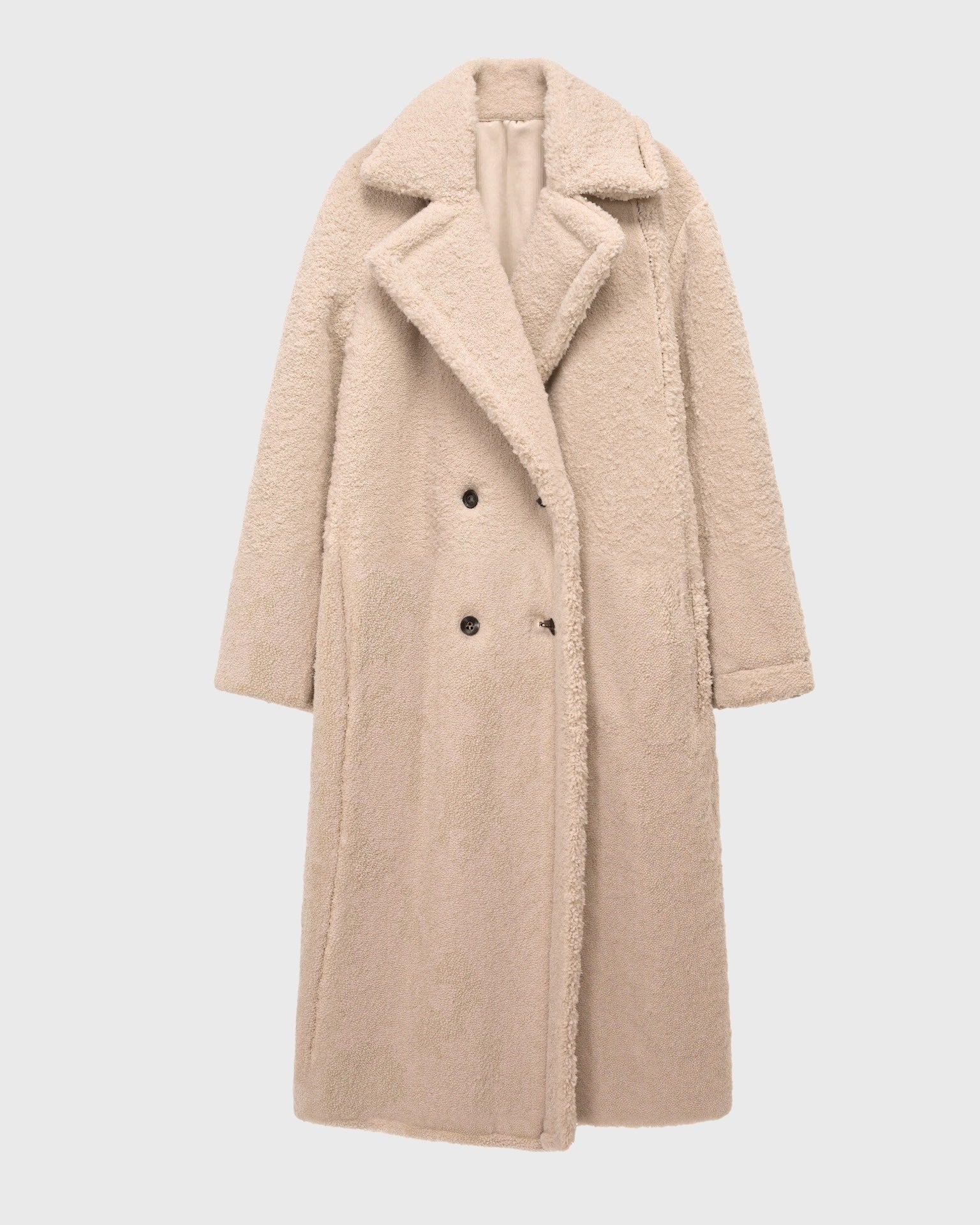 Women's Long Teddy Coat with Straight Silhouette