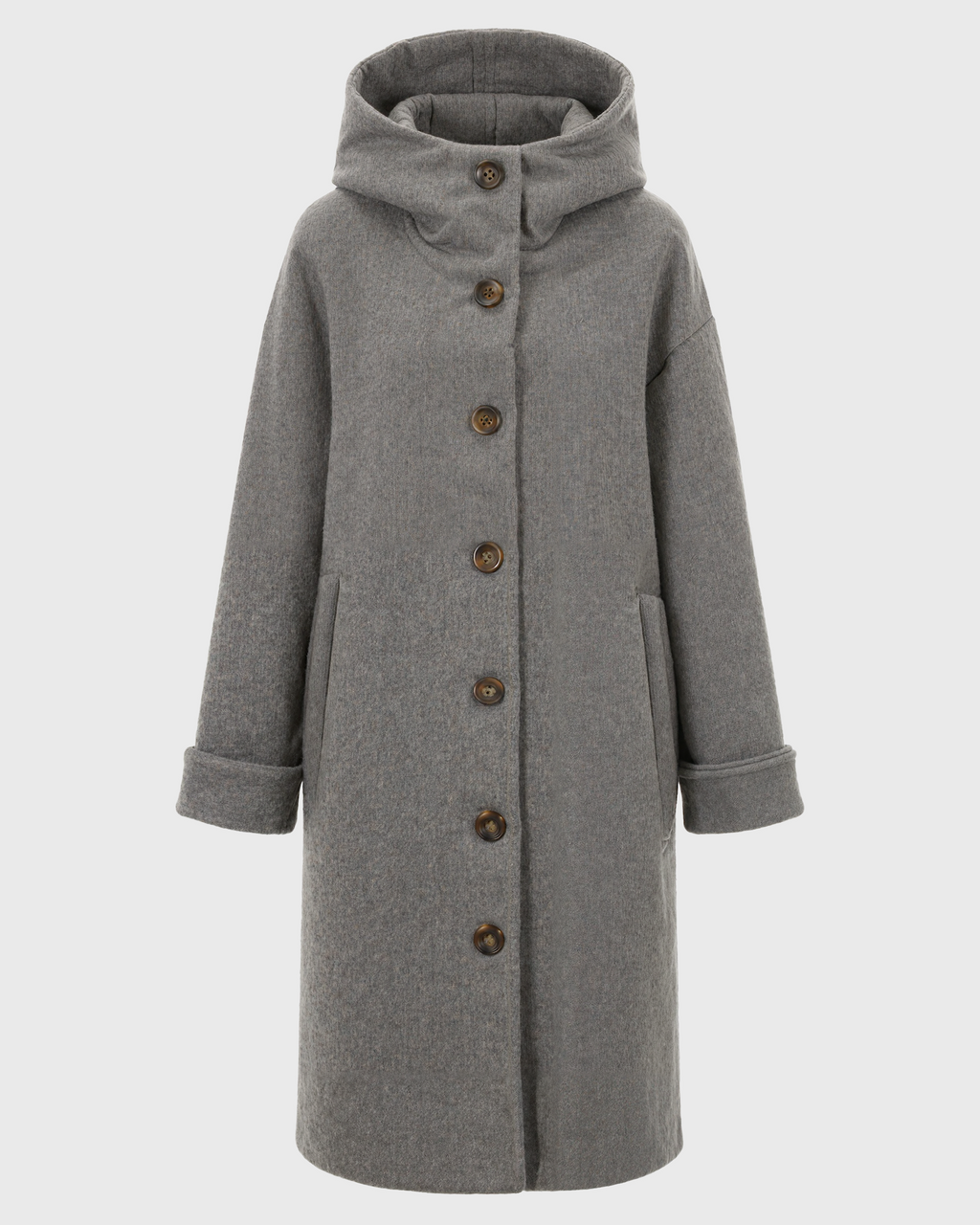Women's Hooded Thick Winter Coat with Button Closure