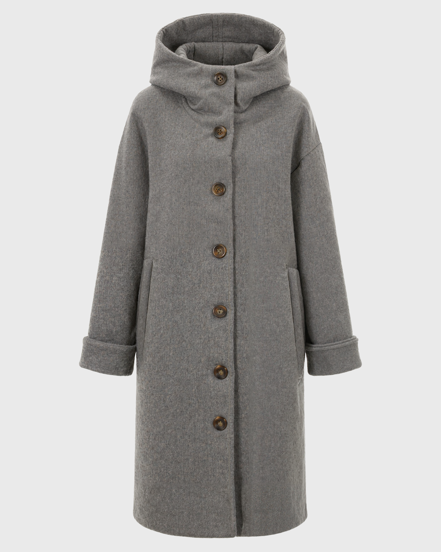 Women's Hooded Thick Winter Coat with Button Closure