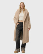 Women's Long Teddy Coat with Straight Silhouette