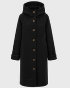 Women's Hooded Thick Winter Coat with Button Closure